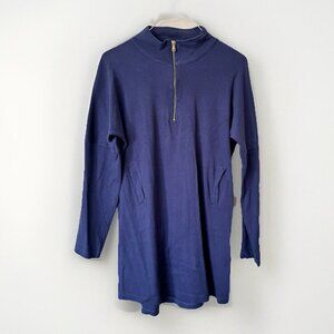 Addison Bay Womens Size Large Blue Long Sleeve 1/4 Zip Polo Sweater Dress